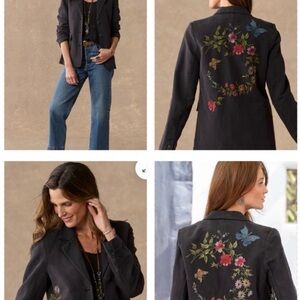 Sundance Floral Embroidered Black Jacket